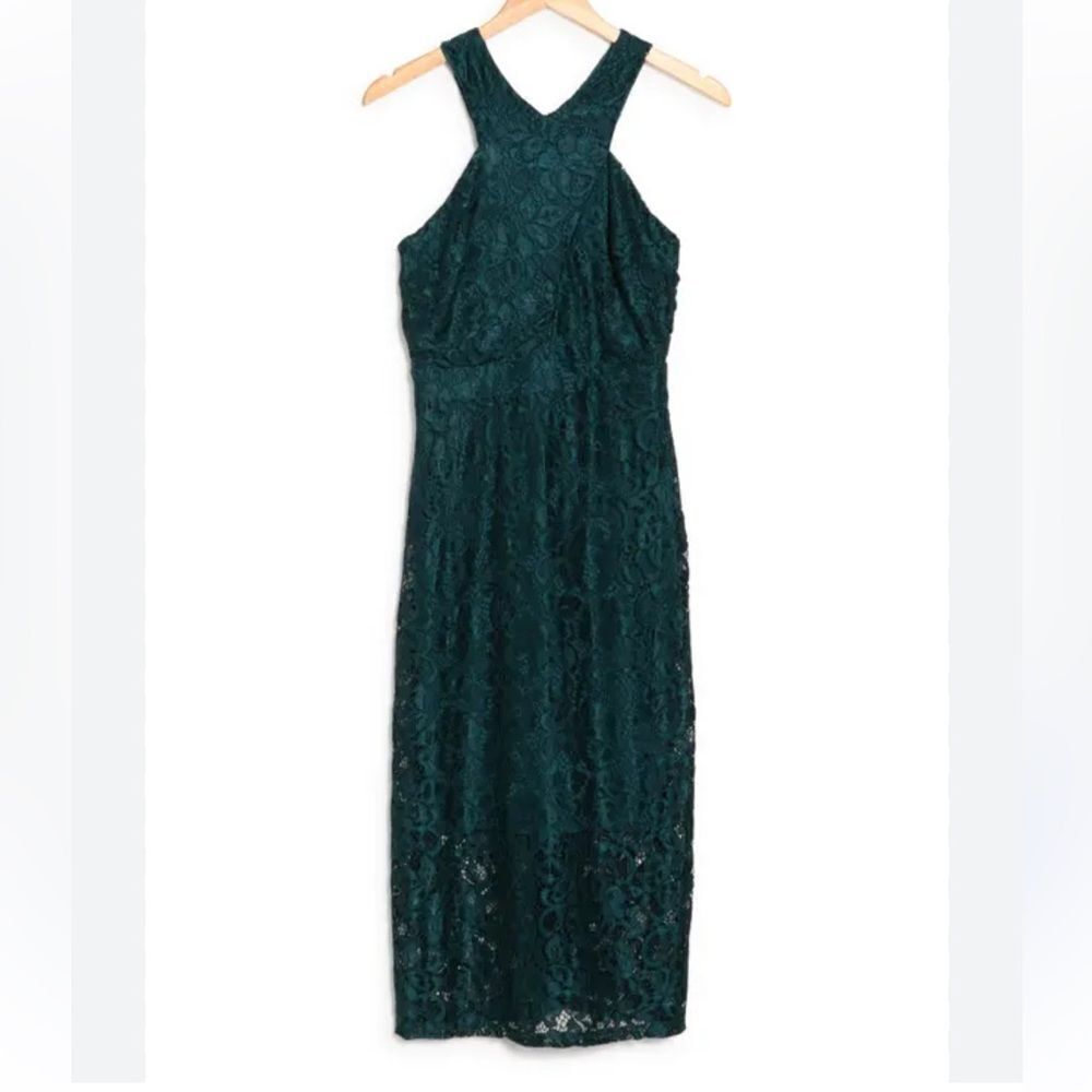 Sam Edelman Teal Lace Cross Neck Sheath Dress,‎ Size 10, NWT